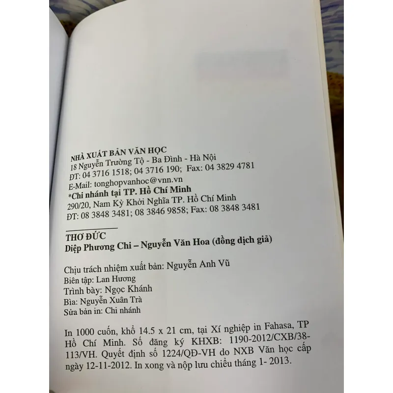 Thơ Đức - Diệp Phương Chi, Nguyễn Văn Hoan (dịch giả) 926333