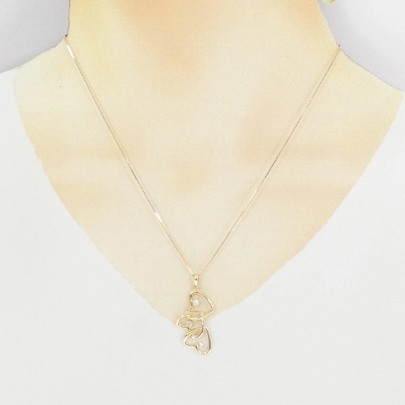 K18YG Ba viên đá trái tim Dây chuyền kim cương 0.20CT - Hàng hiệu Chính hãng 860119