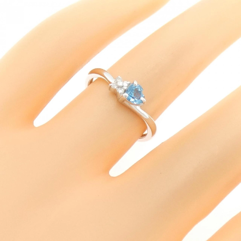 Nhẫn Blue Topaz K14WG Hình Trái Tim × Hoa 668172