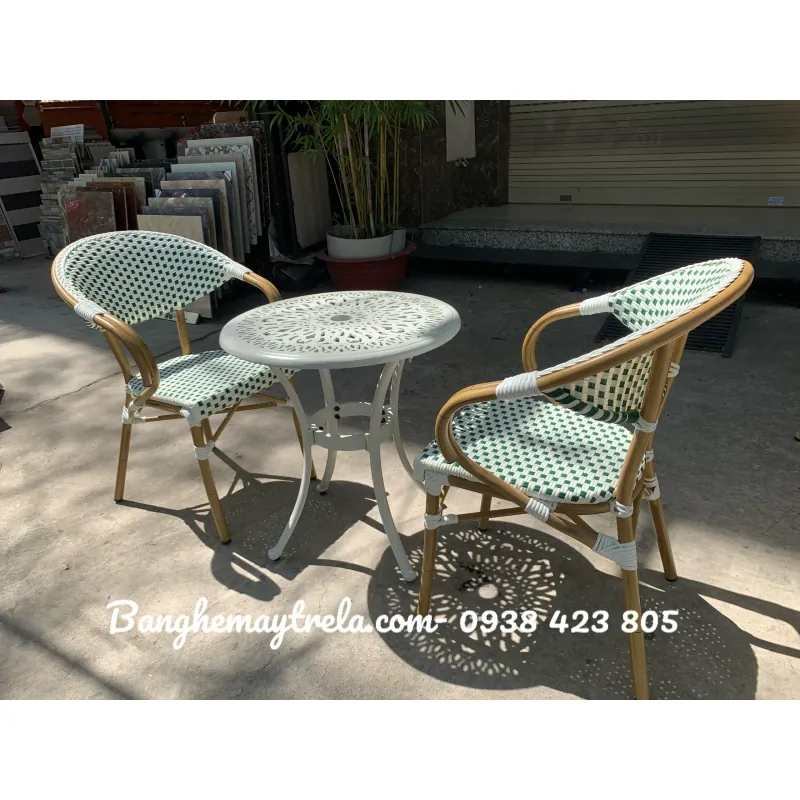 Ghế cafe nhựa giả mây khung nhôm 589056