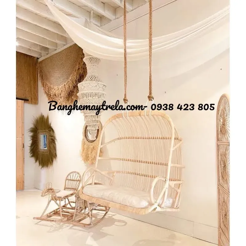 Ghế xích đu đôi mây tre đan 747237