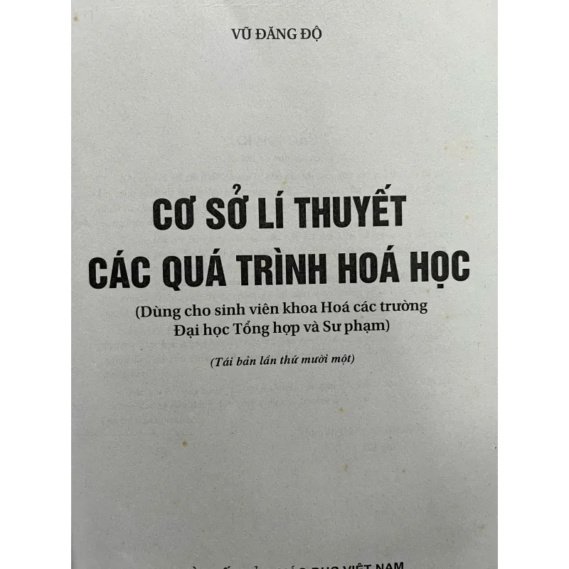 CƠ SỞ LÝ THUYẾT CÁC QUÁ TRÌNH HÓA HỌC 702601