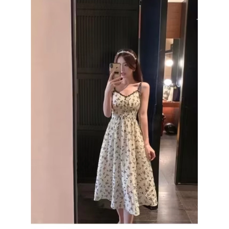 Set Váy Hoa Nhí Đen Dáng Maxi Cùng ÁO Cardigan Đen HTO2, size S 462458
