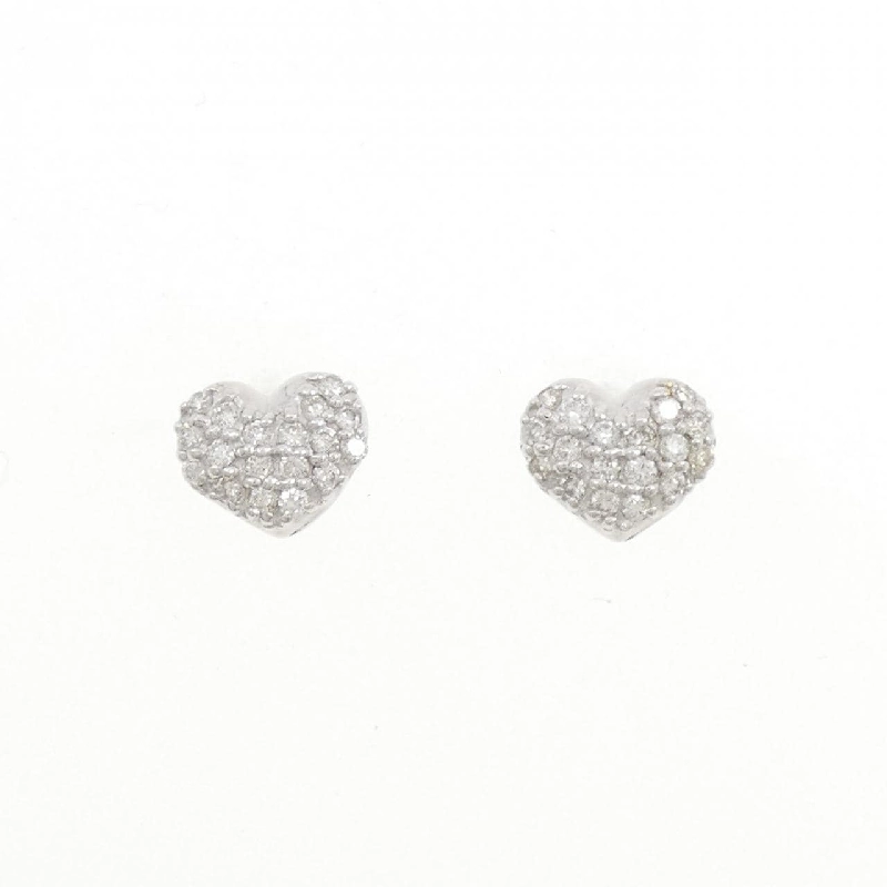 K18WG Pave Heart Diamond Earrings 0.30CT - Hàng hiệu Chính hãng 870213