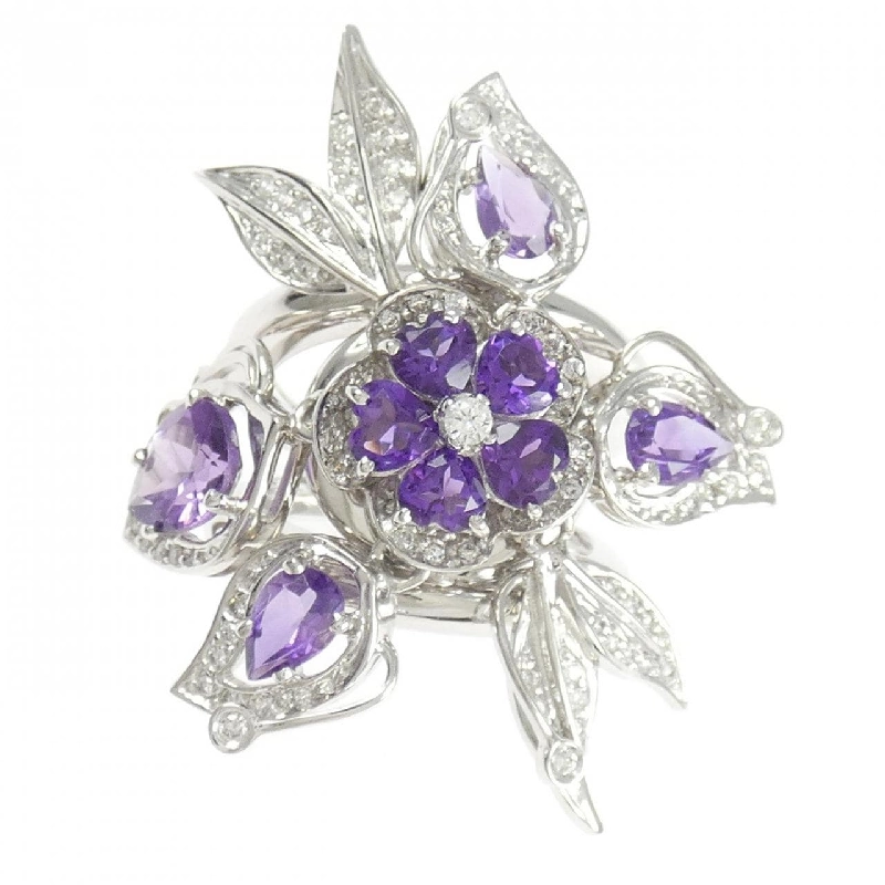 Nhẫn hoa Amethyst K18WG - Hàng hiệu Authentic 851279