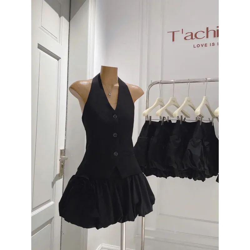 Set áo cổ yếm + chân váy 674516