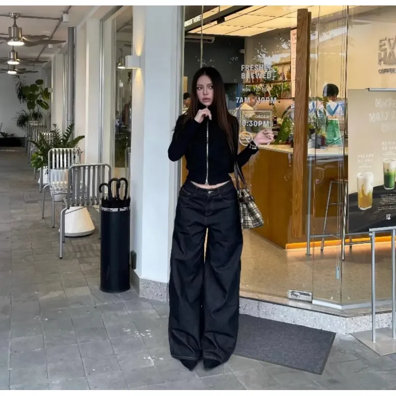 THE QUẠO - Quần Jeans Nữ  Lưng Cao Ống Rộng 27cm Basic 977516