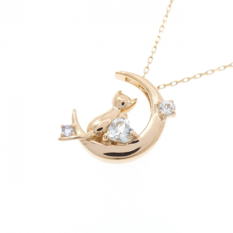 K18PG Mèo_Mặt trăng Dây chuyền đá màu - Hàng hiệu Authentic 861849