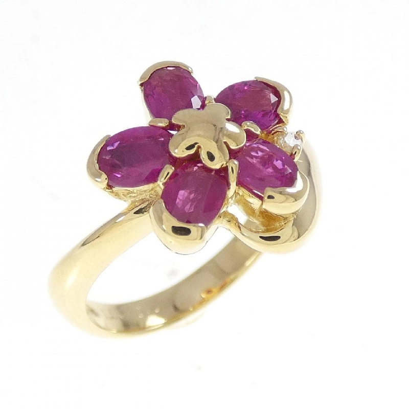 Nhẫn Ruby 1.50CT K18YG Hoa - Hàng hiệu Chính hãng 852887