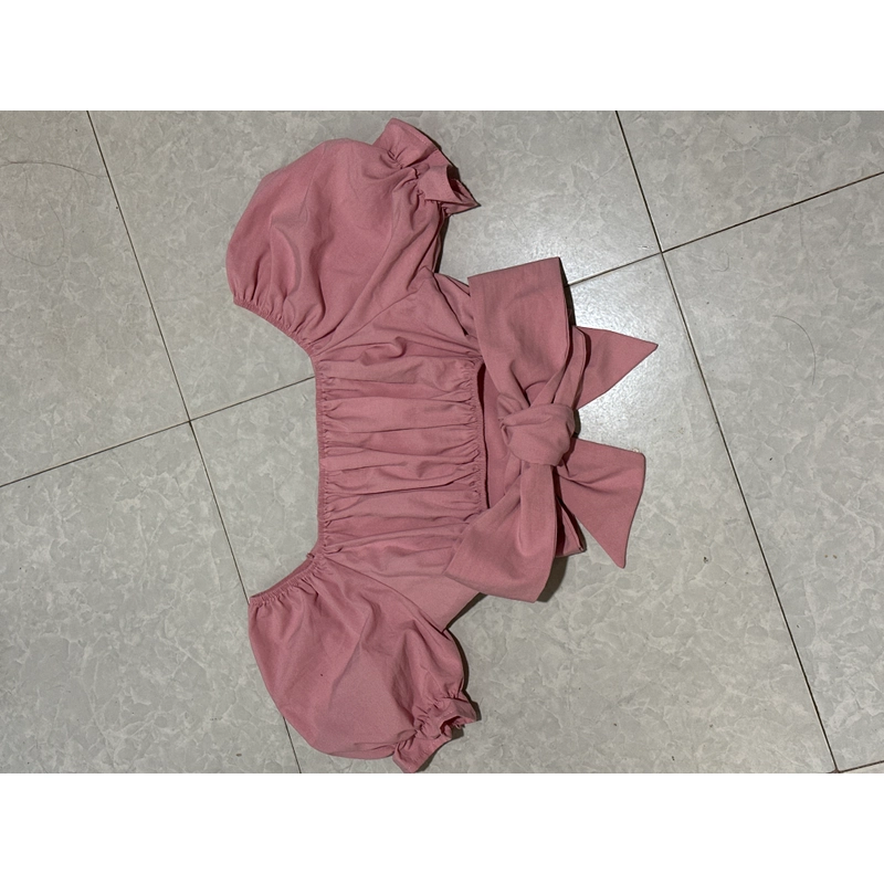 Áo kiểu crop top buộc dây sau lưng, có bo chun co giãn 497814