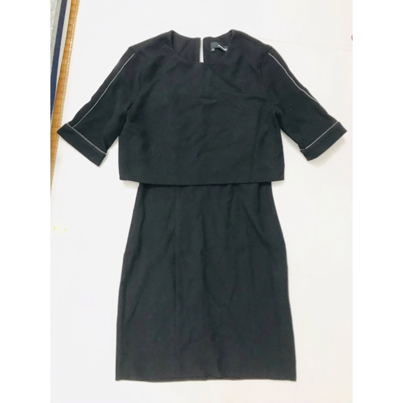 Đầm tay lửng cổ tròn size S-M màu đen 451617