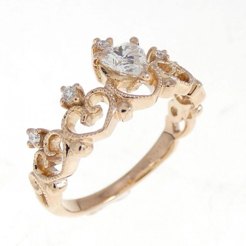 Nhẫn kim cương hình tiara × trái tim K18PG 0.213CT 673420