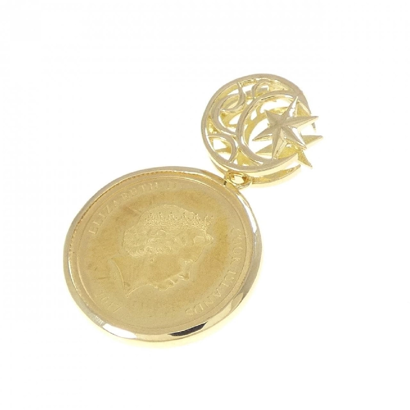 K18YG(枠) Mặt dây chuyền đồng xu kim cương hình mặt trăng và ngôi sao 0.01CT - Hàng hiệu Chính hãng 864935