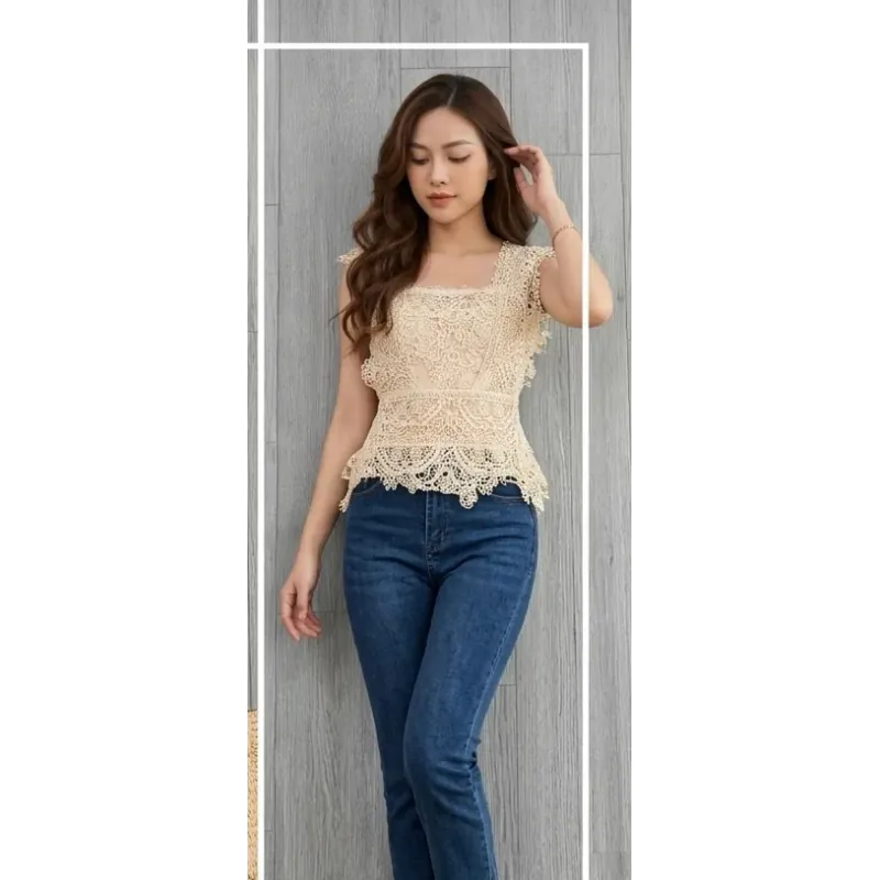 Áo Ren Trắng Kem Siêu Xinh - size S 1005508