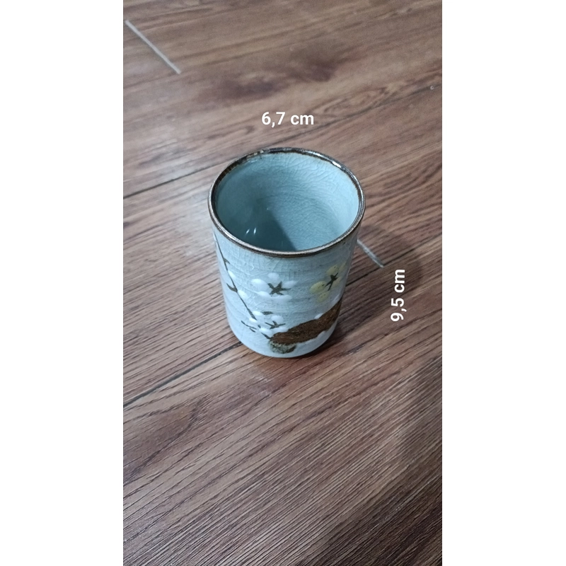 Bộ cốc ly chén gốm Nhật -(Men Mộc + Men Rạn)-(Bộ 5 Ly + 1 Khay)[Ly uống nước, trà, cà phê] 470509
