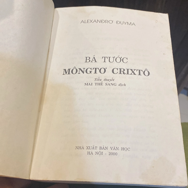 BÁ TƯỚC MÔNGTƠ CRIXTÔ (XB 2000) 499805