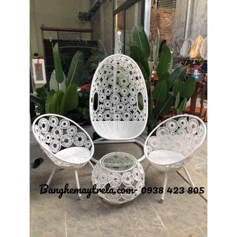 Xích đu kèm bàn ghế mây nhựa ban công 731055