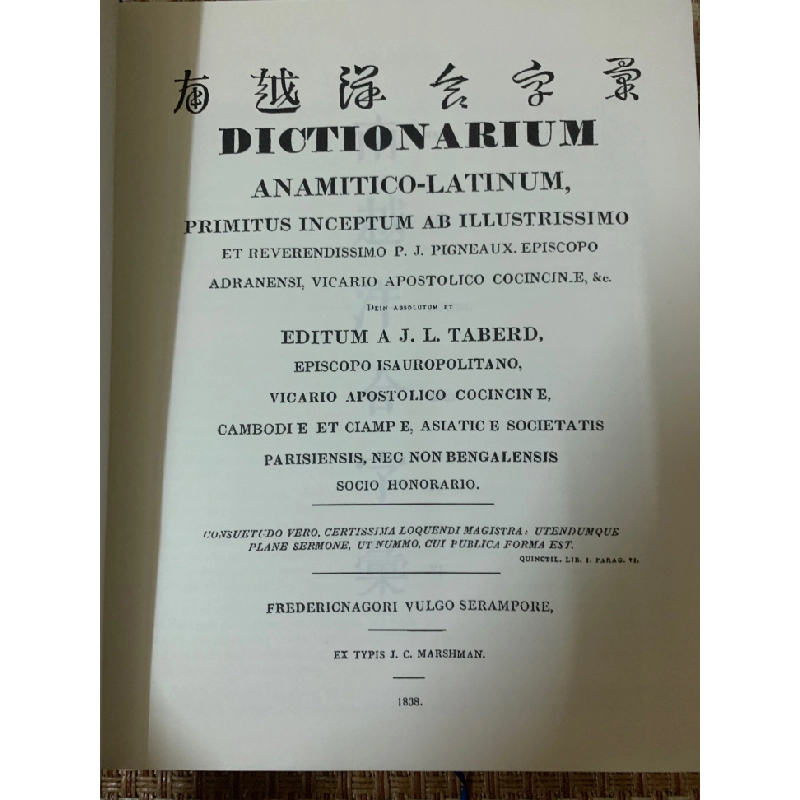 Dictionarium ANAMITICO LATINUM - J.L. Taberd (Sách mới nguyên seal 100%,NXB Văn Học 2018) STB2905 - Từ Điển 155067