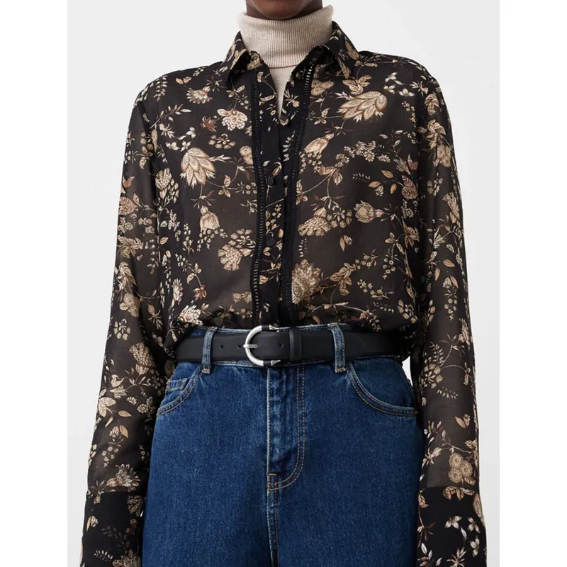 Áo sơ mi Mango Floral Flowy màu đen size S 592842