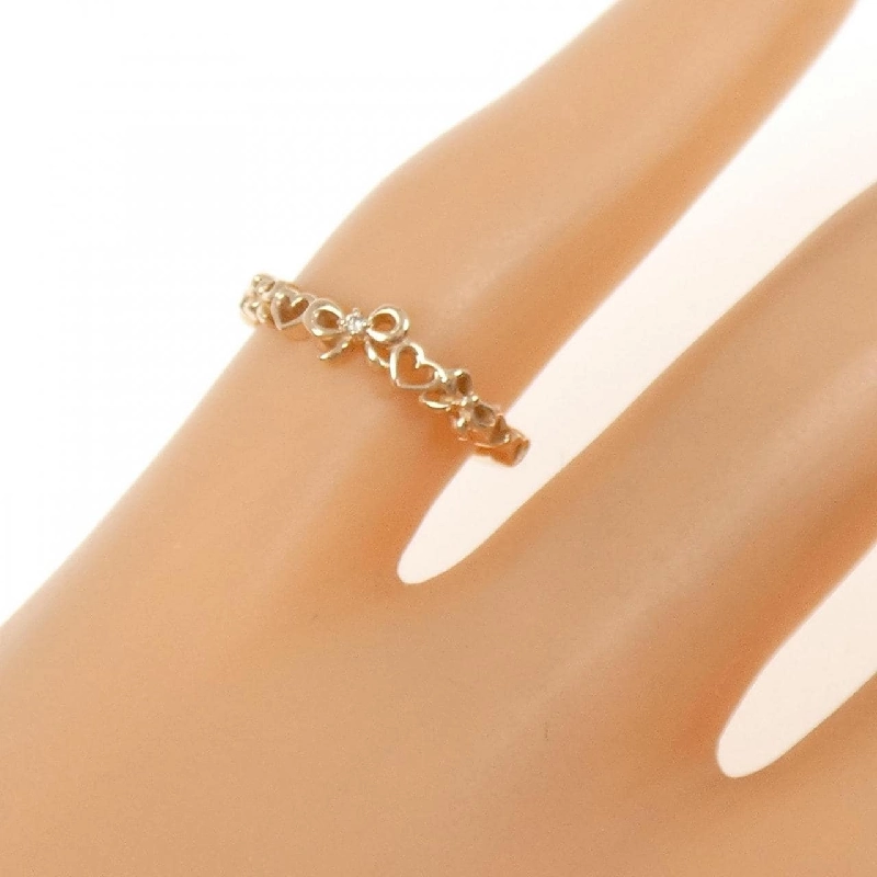 Nhẫn hồng xà cừ K10PG hình trái tim × ruy băng kim cương 666798