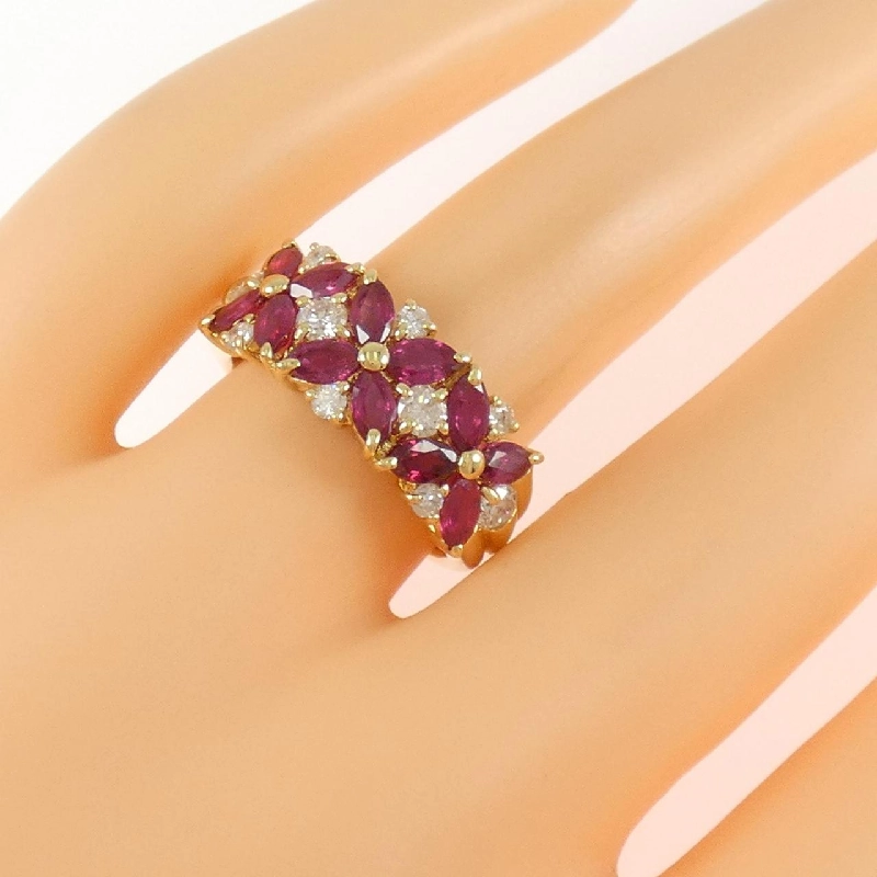 Nhẫn ruby K18YG hoa 1.73CT 666274