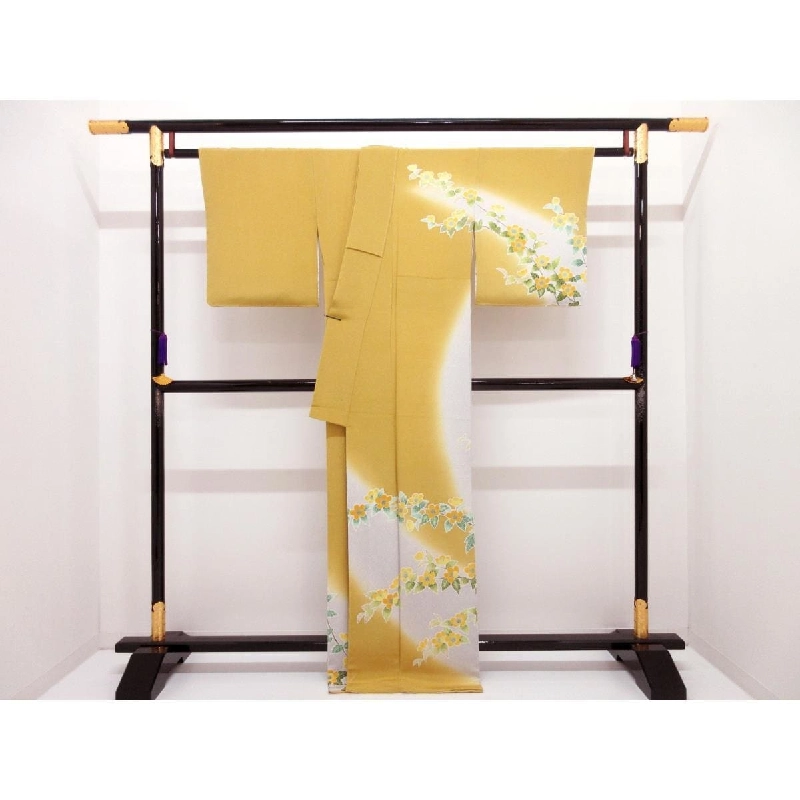 Kimono thăm viếng Chirimén với họa tiết vàng Yūzen - Hàng hiệu Authentic 877572