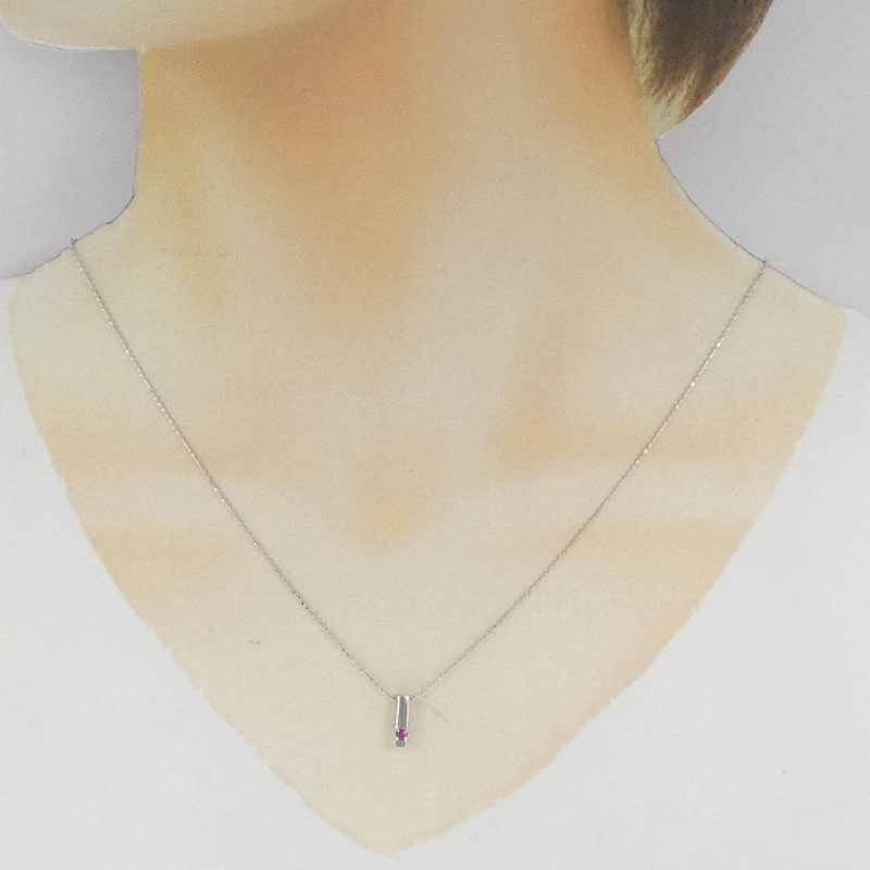 K18WG Dây chuyền Ruby 0.05CT - Hàng hiệu Chính hãng 860577