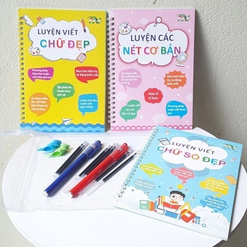 Combo 3 Vở Tập Viết Mực Tự Xóa Cho Bé – Luyện Viết Chữ Số & Nét Cơ Bản Dành Cho Trẻ Mầm Non, Tiểu Học LaLaHHome 531100
