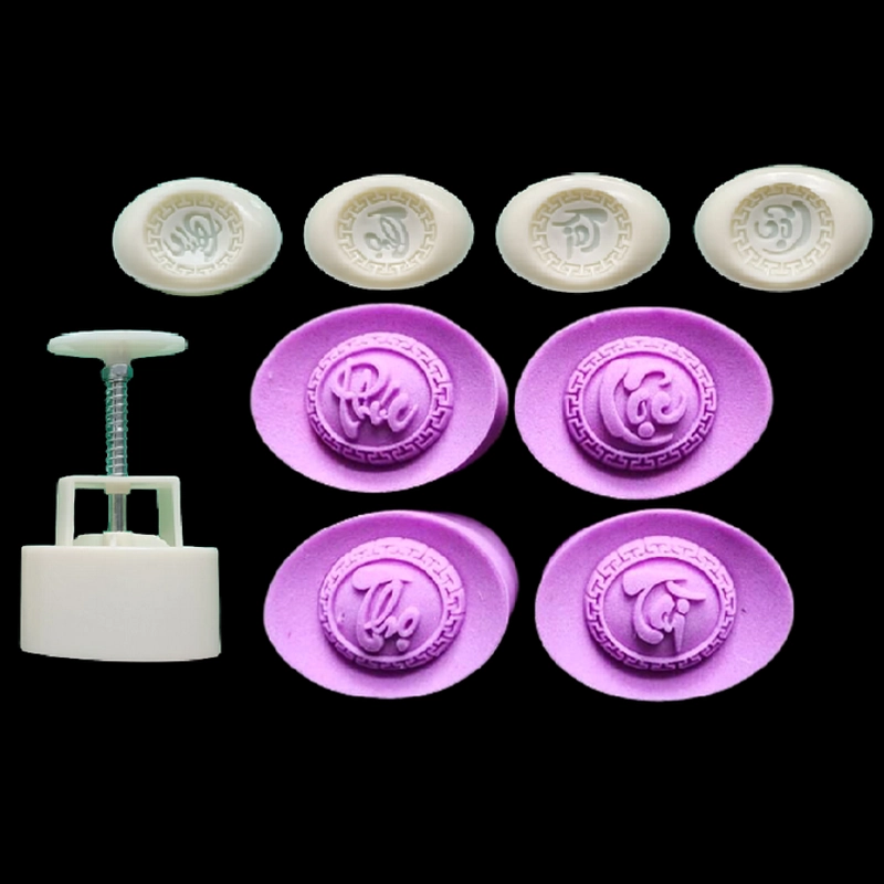 Khuôn trung thu lò xo, khuôn ép xôi 4 thỏi vàng Phúc Lộc Thọ Tài - Mã số 1024 336018