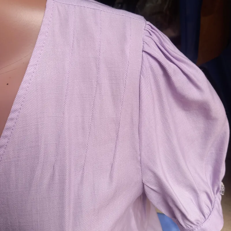 Áo sơ mi nữ kiểu size M màu tím và kẻ caro, chất liệu thô mát nhẹ Không Có Lỗi 1021133