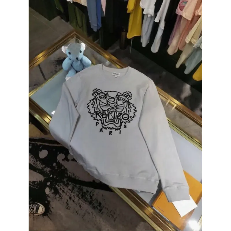 Áo sweater Kenzo Paris nam thêu đầu hổ size XL màu xanh da trời 760787
