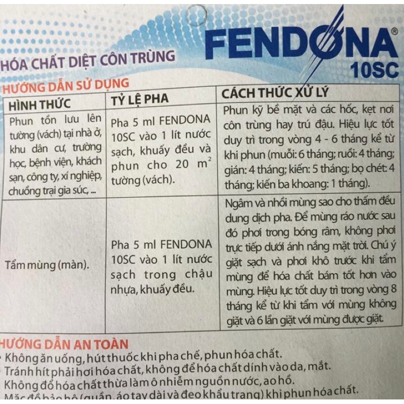 combo 2 gói thuốc diệt muỗi ,kiến ,gián FENDONA ,gói 5ml 186269