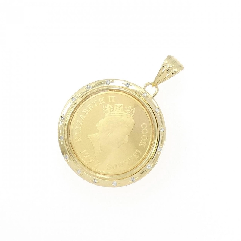 K18YG(khung) Dây chuyền đồng xu kim cương 0.08CT - Hàng hiệu Chính hãng 864309