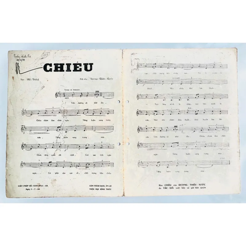 Tờ Nhạc Xưa 1968: CHIỀU - Dương Thiệu Tước & Hồ Dzếnh (Bìa Họa Sĩ Duy Liêm 1954) 728139