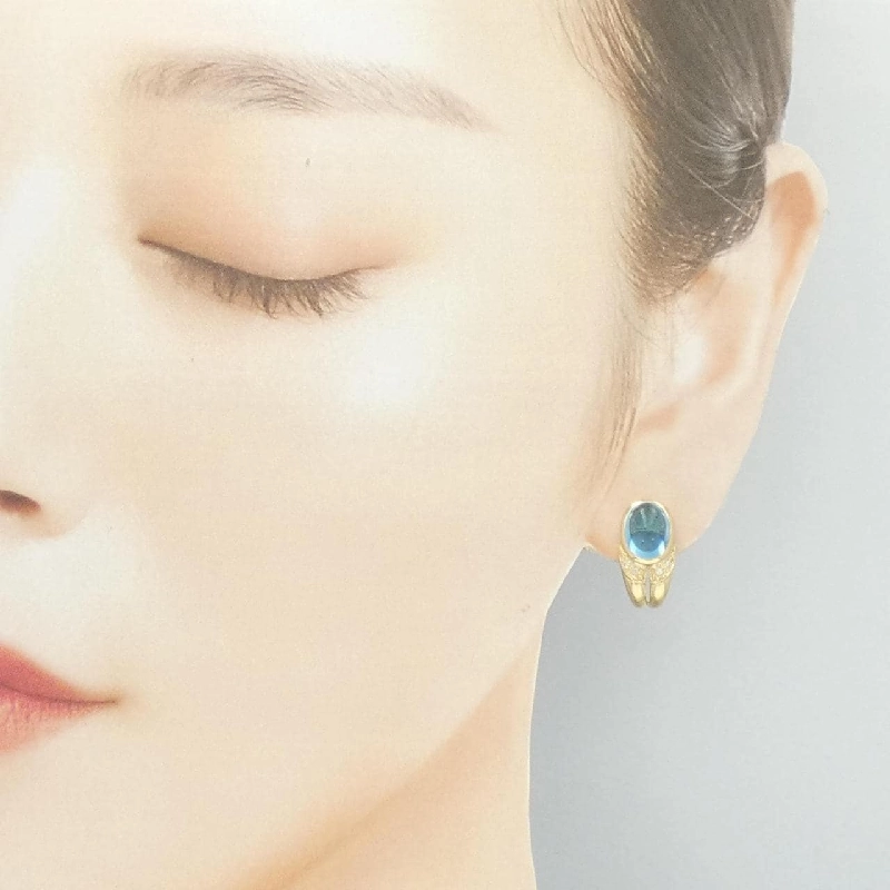 K18YG Blue Topaz Bông tai - Hàng hiệu Chính hãng 864514