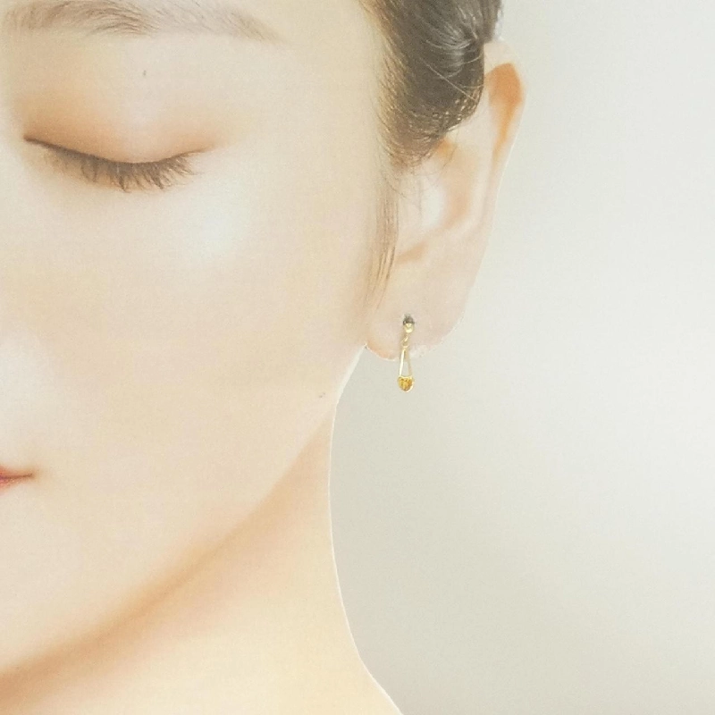 K18YG Bông tai hình trái tim Citrine - Hàng hiệu Chính hãng 868740