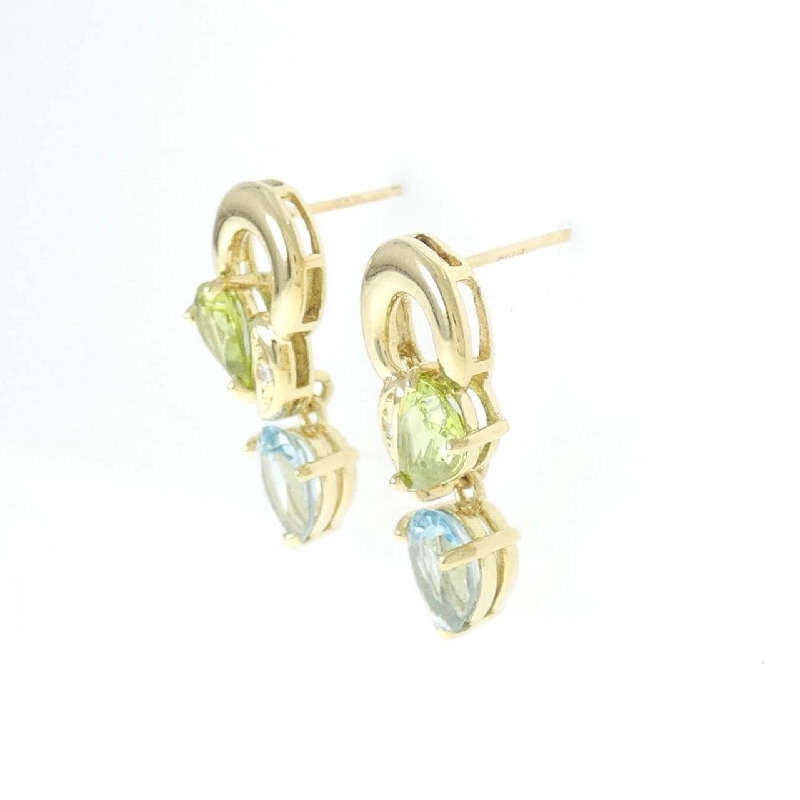 K18YG Đá màu Bông tai - Hàng hiệu Chính hãng 871090