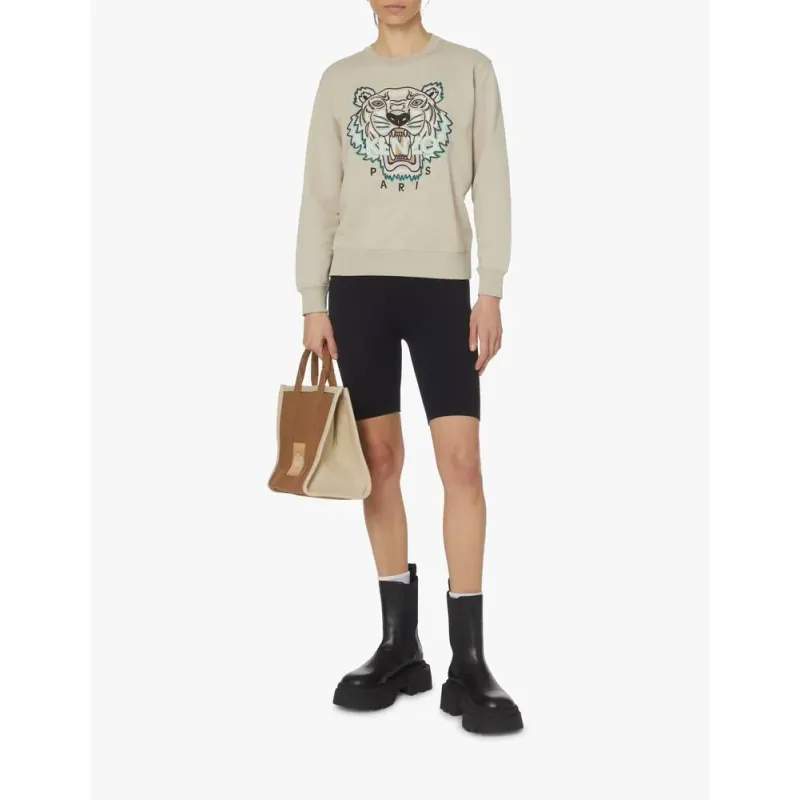 Áo nỉ tay dài Kenzo jumper màu be size S chính hãng 719292