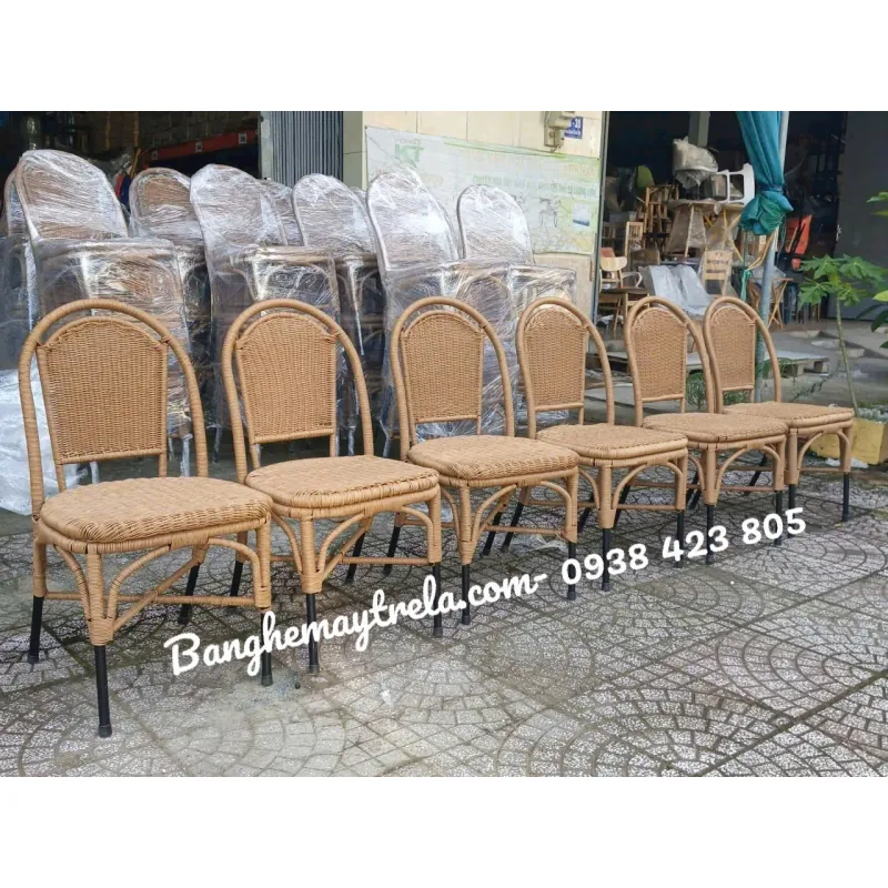 Ghế mây đan nhựa chân sắt 592032