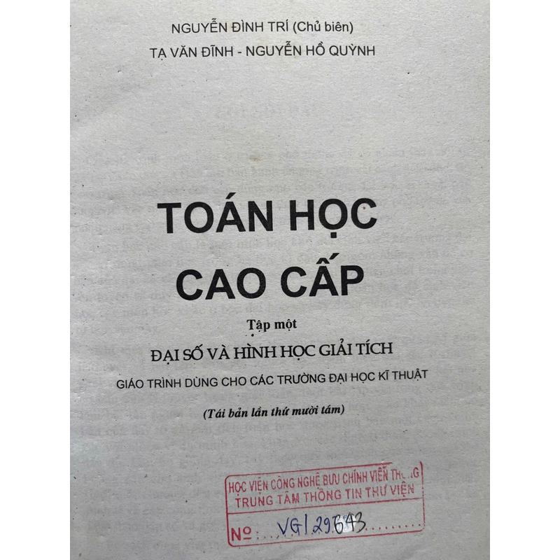 TOÁN HỌC CAO CẤP(TẬP 1) 528813