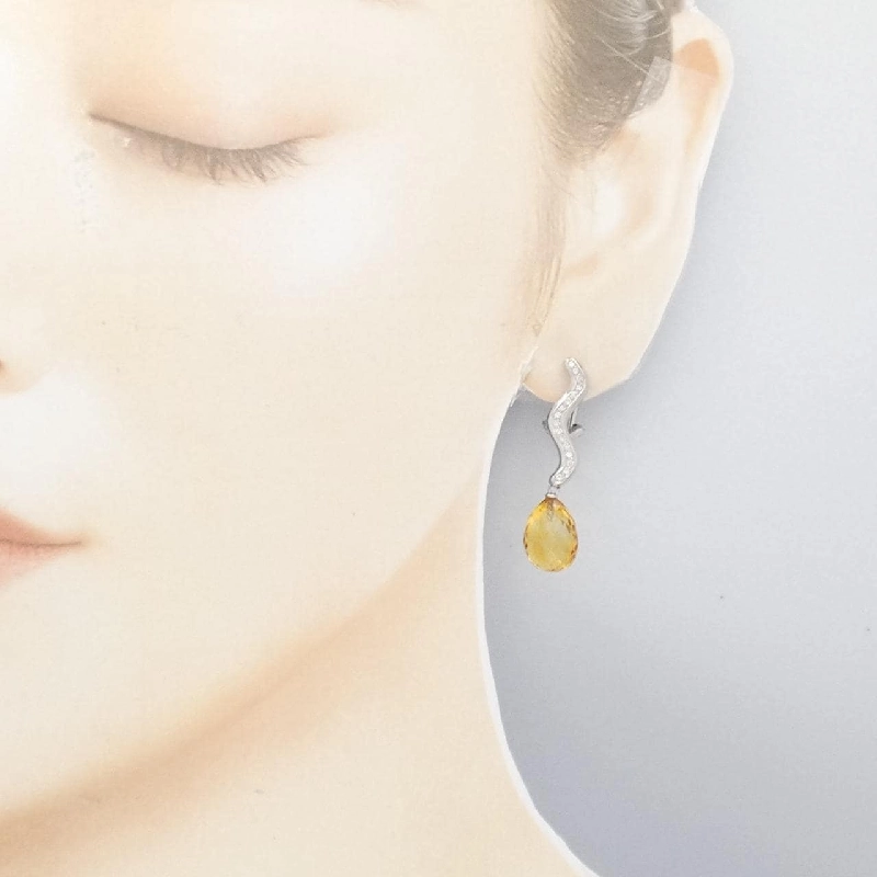 K18WG Bông tai Citrine - Hàng hiệu Chính hãng 871257