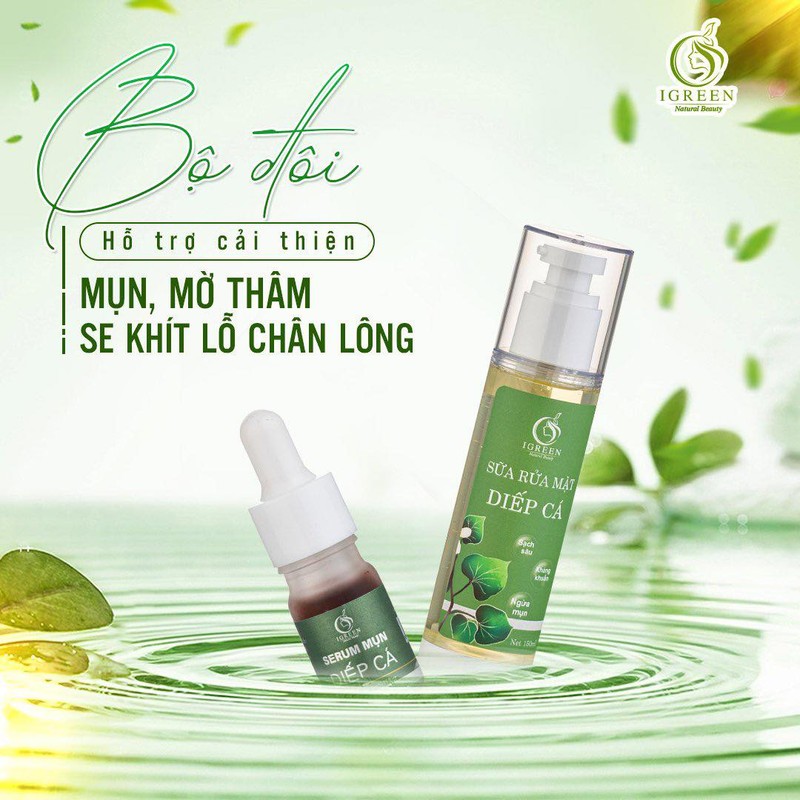 Bộ sản phẩm Sữa rửa mặt và Serum diếp cá IGREEN  8237