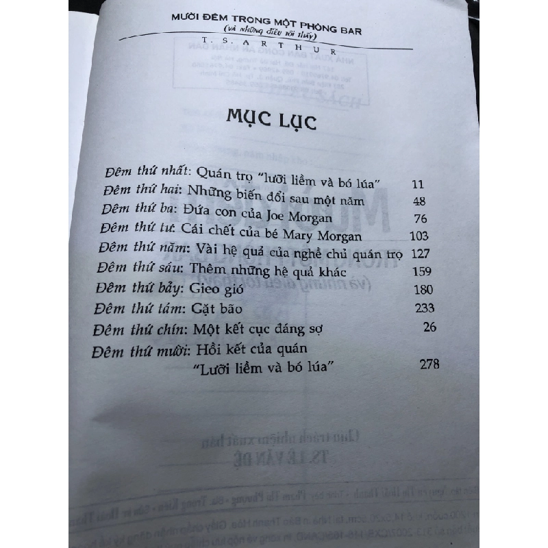 Mười đêm trong một phòng bar và những điều tôi thấy 2007 mới 70% ố bẩn nhẹ T S Arthus HPB0906 SÁCH VĂN HỌC 164698