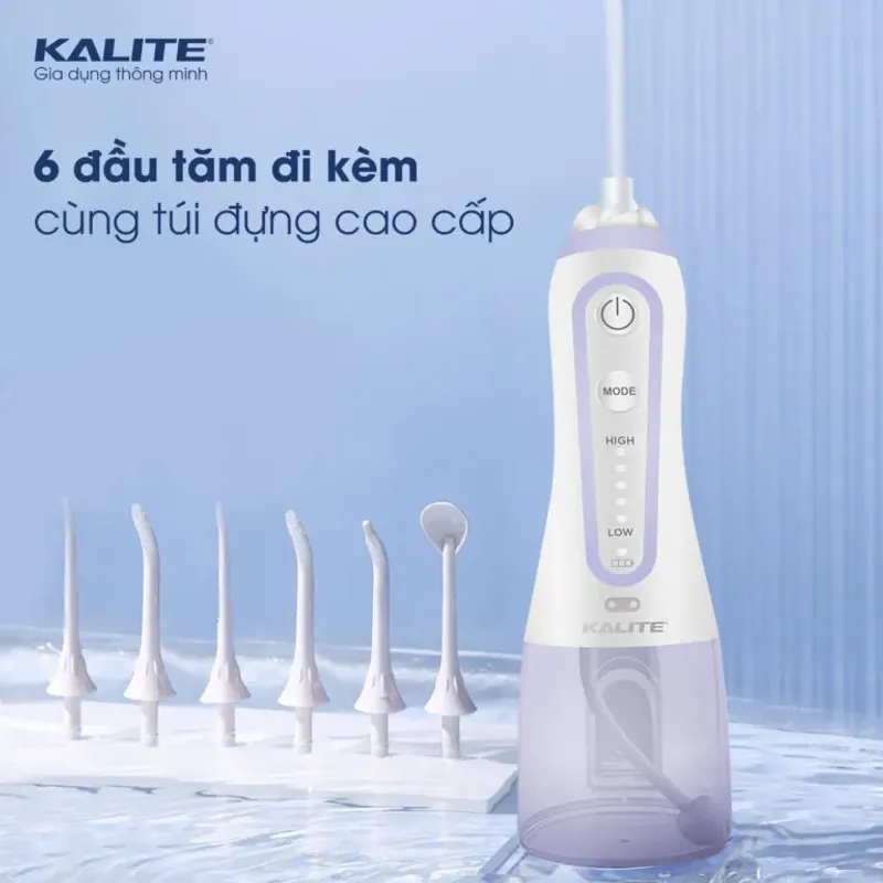 Máy tăm nước KALITE KHF06 làm sạch răng miệng 6 đầu đi kèm 692624
