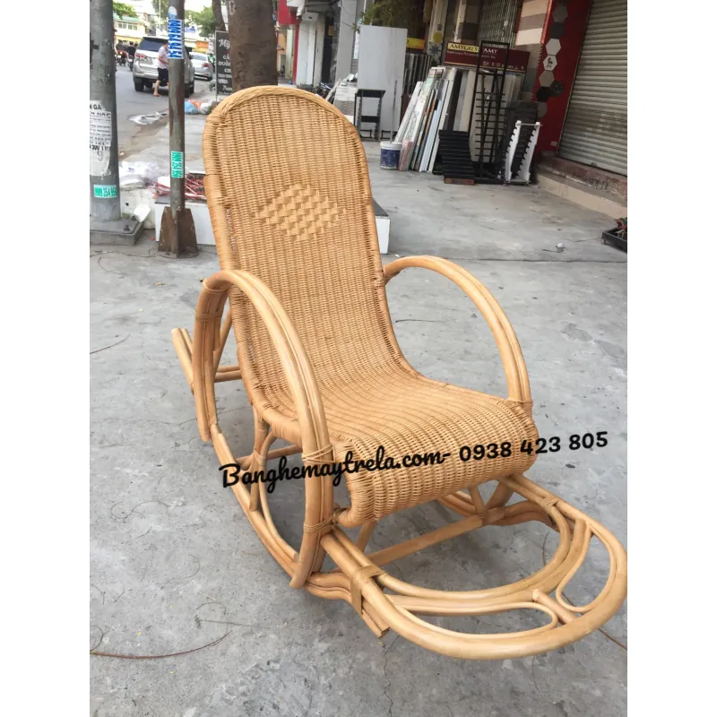Ghế thư giãn bập bênh mây tre đan kín 999719