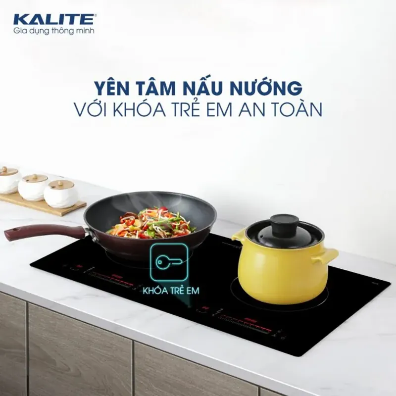 Bếp từ đôi KALITE KDI72 mặt kính sang trọng an toàn dễ vệ sinh 783490
