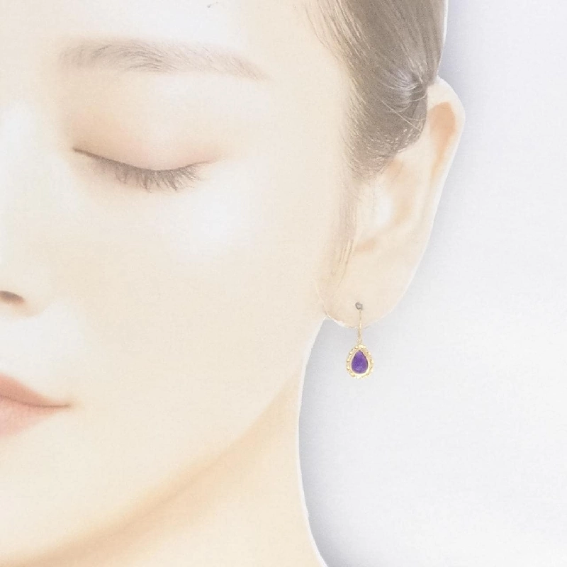 K18YG Amethyst Bông tai - Hàng hiệu Chính hãng 876695