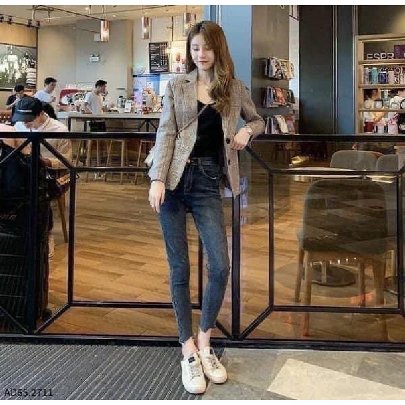 Áo blazer dạ kẻ tỷ năm không lỗi mode 49441