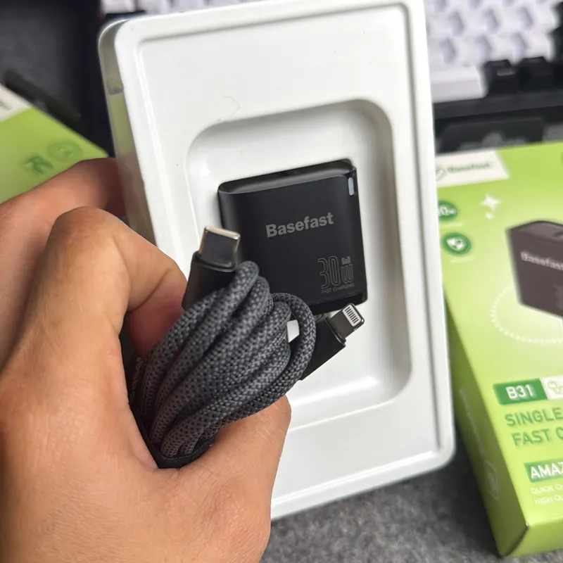 Bộ Cáp Sạc Basefast Unbox Lightning 30w Dây cáp 27w  740392