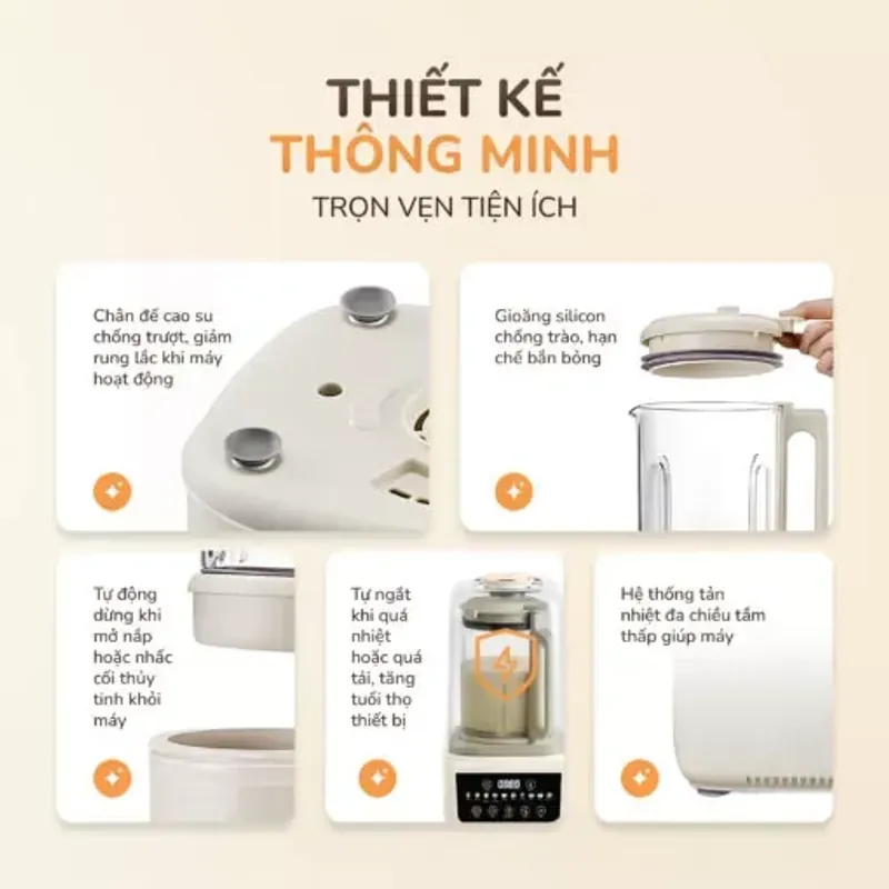 Máy làm sữa hạt UNIE UCB15 1.5L giảm ồn 30%, 10 chức năng nấu, xay nấu tự động thông minh 578098